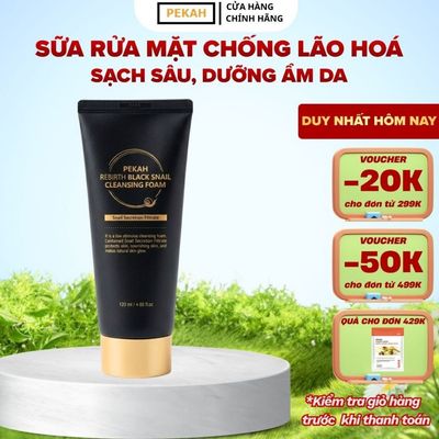 Sữa rửa mặt ốc sên sạch sâu chống lão hóa giảm nhăn PEKAH rebirth black snail cleansing foam 120ml