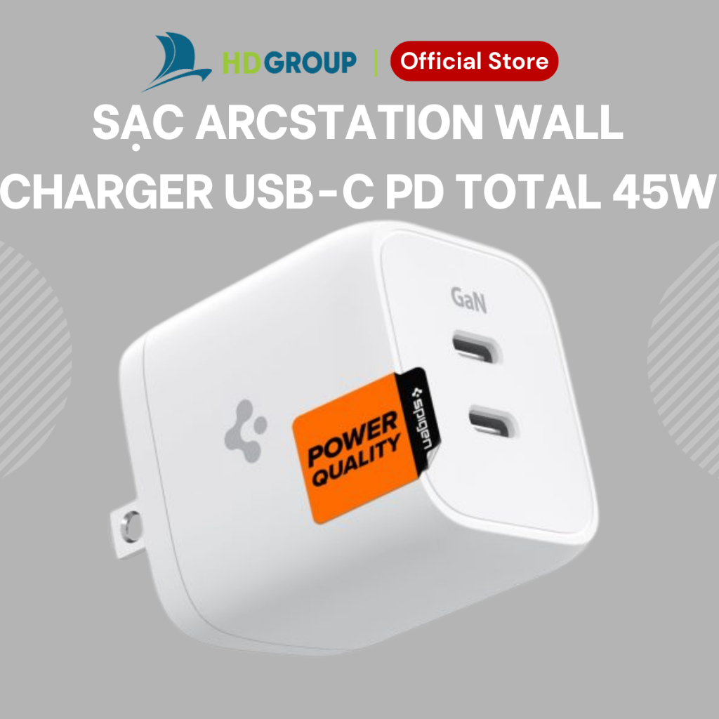 Sạc ArcStation Wall Charger (GaN/ 2-Port/USB-C PD 45W/PPS 45W/Total 45W) White-Không Bảo Hành