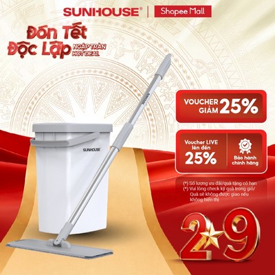 Bộ lau nhà đa năng Space Saving Sunhouse KS-CL3211PW - Gồm 1 thùng giặt, 1 cây lau -  Bảo hành 6 tháng chính hãng