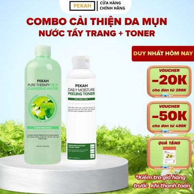 Combo Nước Tẩy Trang Ngăn Ngừa, Giảm Mụn PEKAH 500ml Và Nước Hoa Hồng Cải Thiện Mụn Ẩn PEKAH 250ml