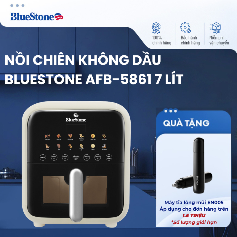 Nồi Chiên Không Dầu Điện Tử BlueStone AFB-5861 7L Công Suất 1800W | Nấu Gà Vịt Nguyên Con BH 2 Năm
