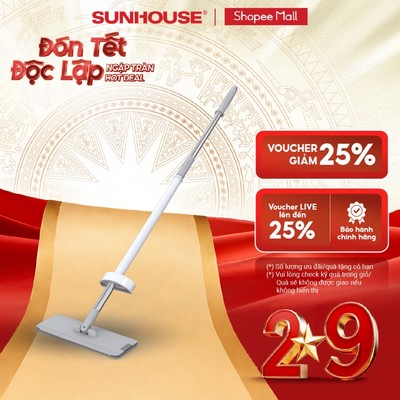 Cây lau nhà tự vắt đa năng SUNHOUSE KS-MO3211PW - Xoay 360º lau mọi ngóc ngách, bông lau sợi tổng hợp thấm hút tốt