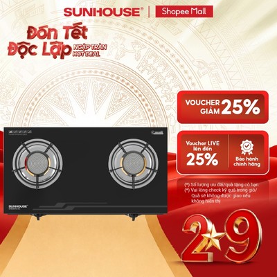 Bếp gas dương hồng ngoại Sunhouse SHB31013-EC - Mặt kính cường lực - Đầu đốt công nghệ mới - Tiết kiệm gas