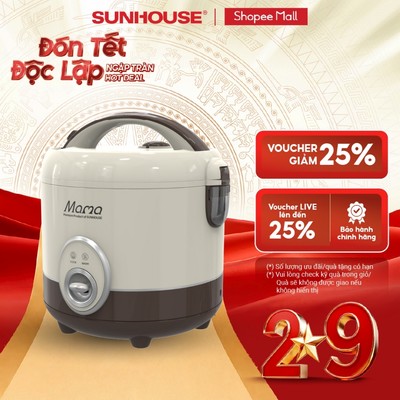 Nồi cơm điện 1.8L Sunhouse Mama SHD8667 - Dung tích 1.8L phù hợp 4-6 người - Chống dính Ceramic - Đa chức năng