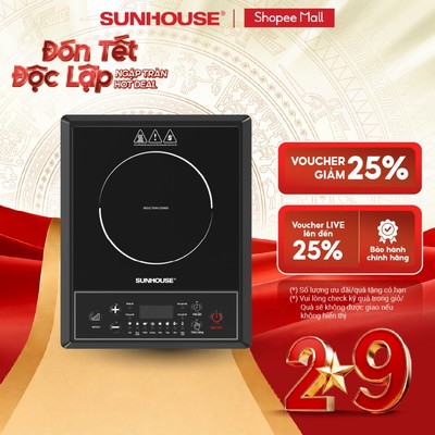 Bếp từ đơn Sunhouse SHD6154 - Công suất 2000W - 8 chế độ nấu - 10 mức nhiệt - Chế độ hẹn giờ - Bảo hành 12 tháng
