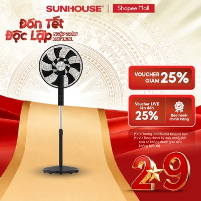 Quạt đứng 14 cánh Sunhouse SHD7386B - Thiết kế cánh kép độc đáo - 3 cấp độ gió - Điều khiển từ xa