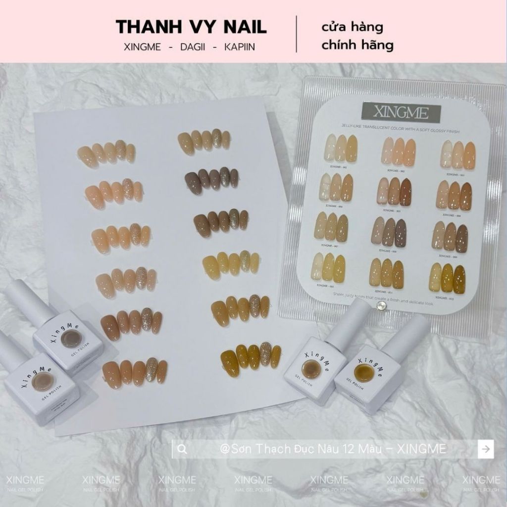 Sơn móng XINGME Nail (12 màu),Thạch đục màu Nâu TD01 - kèm bảng màu sơn