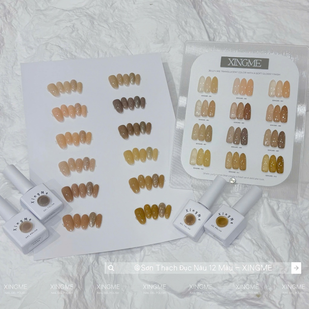 Sơn móng XINGME Nail (12 màu),Thạch đục màu Nâu TD01 - kèm bảng màu sơn