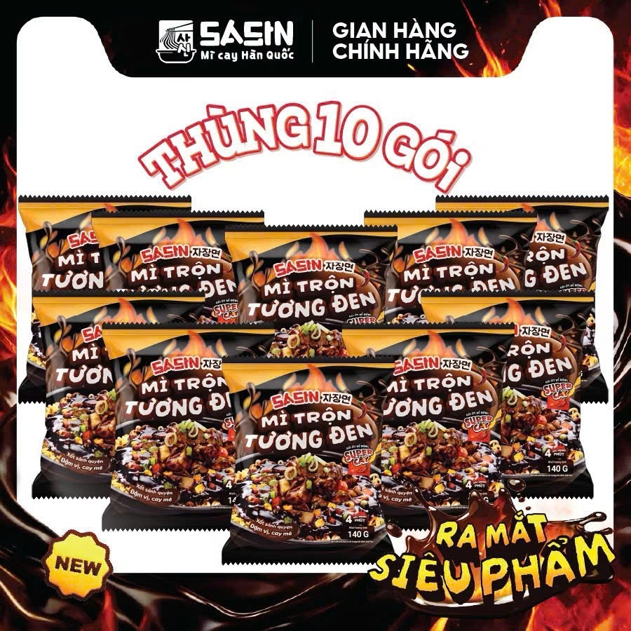 [THÙNG 8 TẶNG 2] MÌ TRỘN TƯƠNG ĐEN SASIN 9 (THÙNG 8 GÓI)