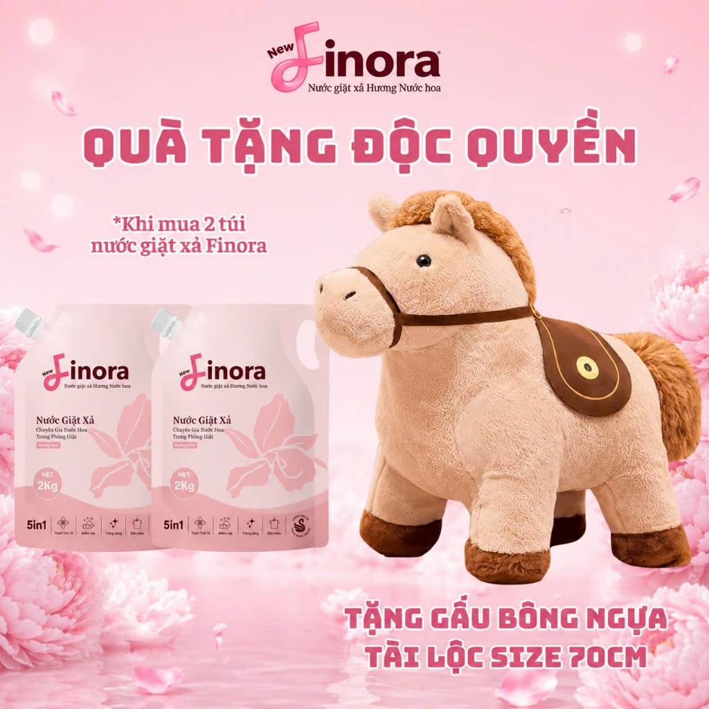 [Tặng 1 Ngựa Khổng Lồ]  Combo 2 nước giặt Finora mỗi túi 2 Lít - hương thơm lâu