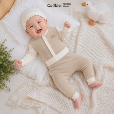 Bộ Sơ Sinh Bé Trai Bé Gái COOKIE, Bộ Sơ Sinh Cài Giữa Vải Giữ Nhiệt Dày Vừa Phải Cho Bé Từ 0 Đến 9 Tháng 2026