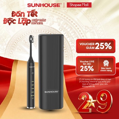 Bàn chải điện Sunhouse SHC100x - 5 chế độ chải - Sạch toàn diện, nướu khỏe mạnh - Thời lượng pin tới 90 ngày