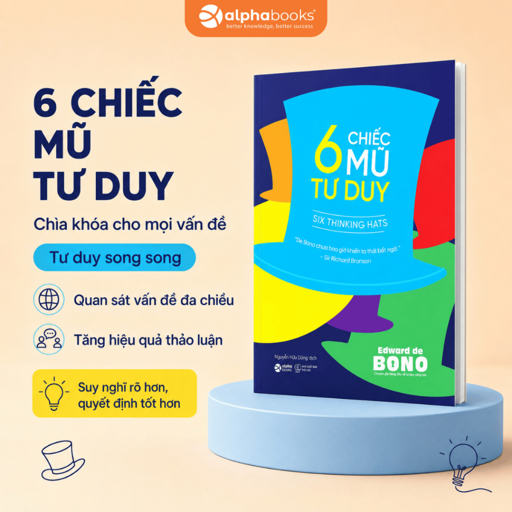 Sách - 6 Chiếc Mũ Tư Duy - Chìa khóa cho mọi vấn đề - Edward de Bono - Alpha Books