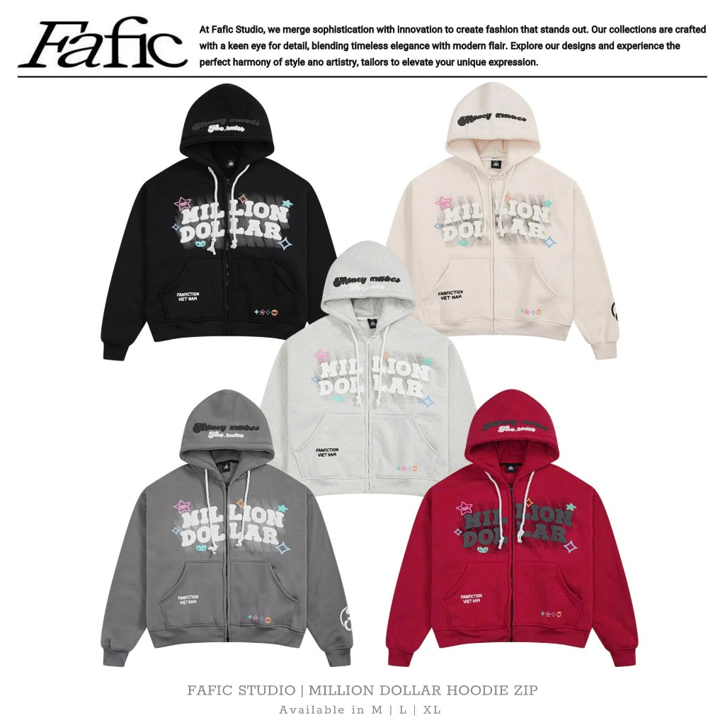 Áo khoác nỉ bông In nỗi Boxy Millon D0llar khoác Jacket FAFIC studio nỉ bông khóa 2 chiều Nam Menswe