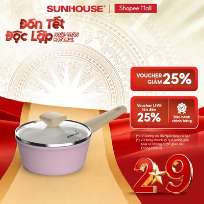 Quánh phủ sứ Nano đáy từ Sunhouse Healthy MP18P/18T - Chống dính Nano Ceramic - Tay cầm chống trơn - Bắt từ nhanh