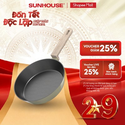 Chảo full-induction SUNHOUSE TITANIUM PLASMA STxxP - Chống dính chuẩn Thụy Sĩ -  Đáy từ siêu nhạy - Dùng mọi loại bếp