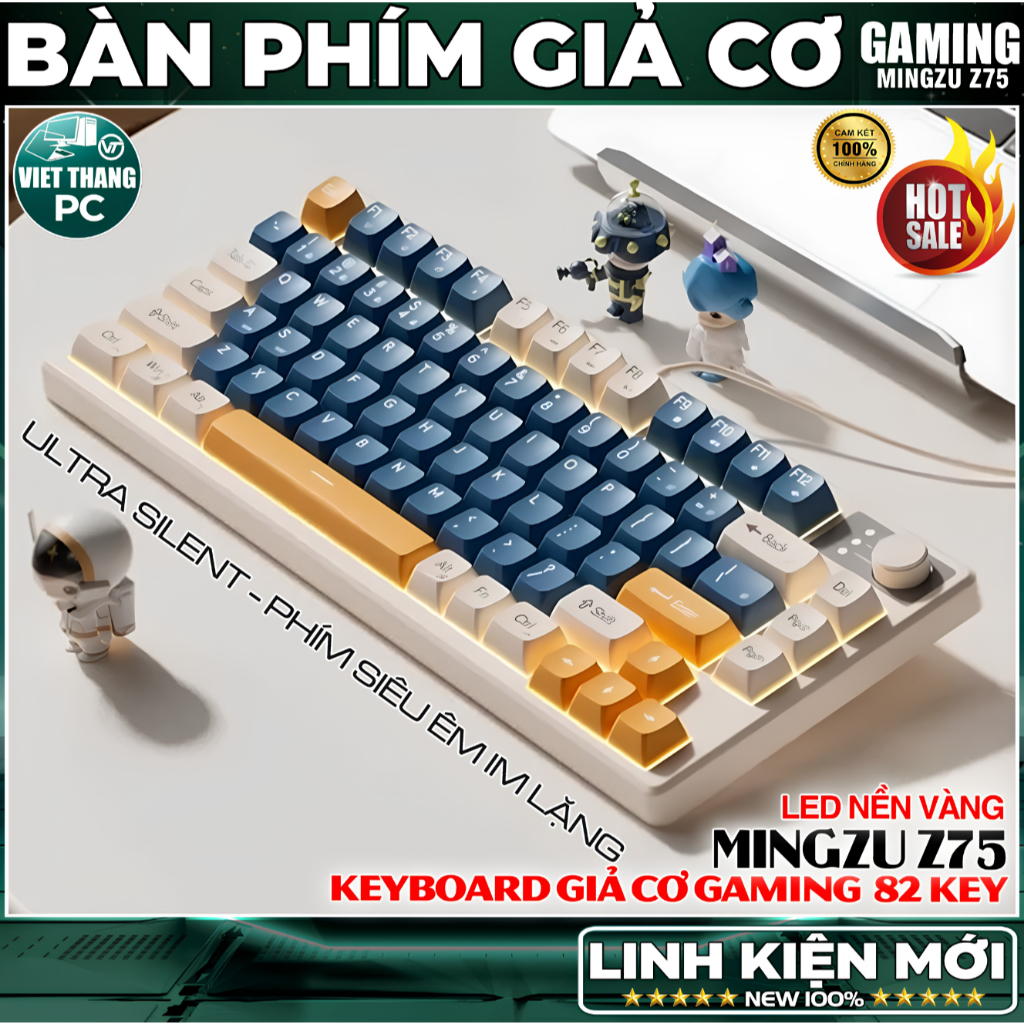 Bàn Phím Chơi Game Giả cơ Mengzu Z75 Nhỏ gọn Yên tĩnh Silent 75 Key Có Led nền Có dây dành cho PC La