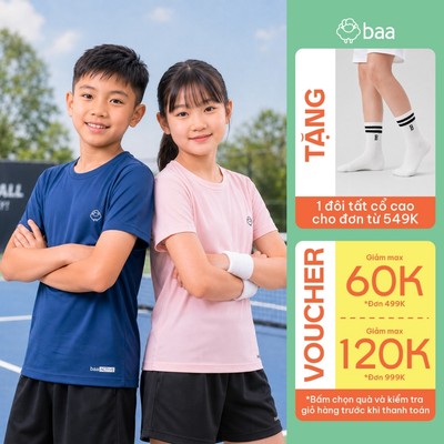 [Mua 3 giảm 30%] Áo thun thể thao cho bé siêu mát lạnh, thấm hút, thoáng khí 10 - 35kg Baababy AT39N