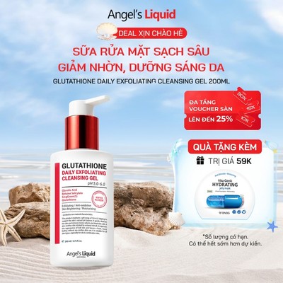 Sữa Rửa Mặt Làm Sạch Sâu, Giảm Dầu Thừa, Dưỡng Sáng Da Angel's Liquid Glutathione Daily Exfoliating Cleansing 200ml