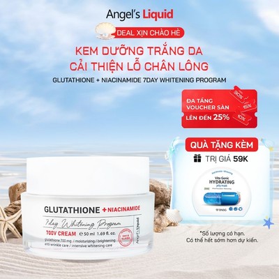 Kem Dưỡng Trắng Se Khít Lỗ Chân Lông Angel's Liquid Glutathione +Niacinamide Whitening Cream 50ml