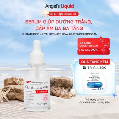 Serum Dưỡng Trắng Da, Cấp Ẩm Đa Tầng Angel's Liquid Glutathione 700mg + HA 7Day Whitening Program 30ml