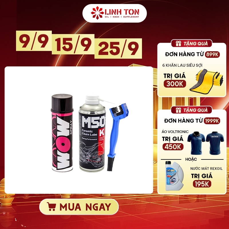 Combo vệ sinh sên,dưỡng sên cao cấp nhập khẩu:vệ sinh sên WOW Lube71 600ml ,dưỡng sên ceramic phủ sứ