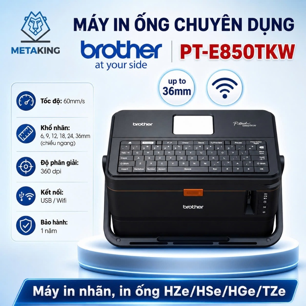 Máy in ống công nghiệp Brother PT-E850TKW - Hàng Chính Hãng