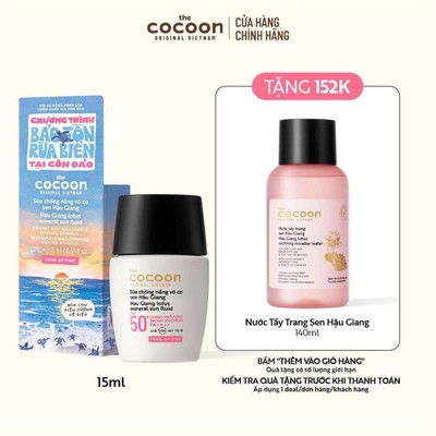 Sữa Chống Nắng Vô Cơ Sen Hậu Giang - Tone up Pink Cocoon 15ml
