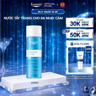 Nước tẩy trang dịu nhẹ cho da nhạy cảm Eucerin DermatoCLEAN Micellar 3-in-1 200ml | Tẩy trang da nhạy cảm | Skincare