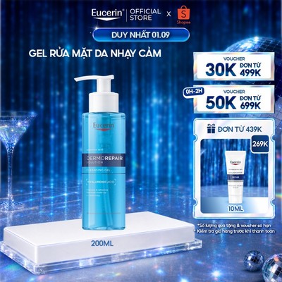 Gel rửa mặt dịu nhẹ cho da nhạy cảm Eucerin DermoRepair Solution Cleansing Gel 200ml |Gel rửa mặt da nhạy cảm | Skincare