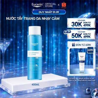 Nước tẩy trang dịu nhẹ cho da nhạy cảm Eucerin DermatoCLEAN Micellar 3-in-1 400ml | Tẩy trang da nhạy cảm | Skincare