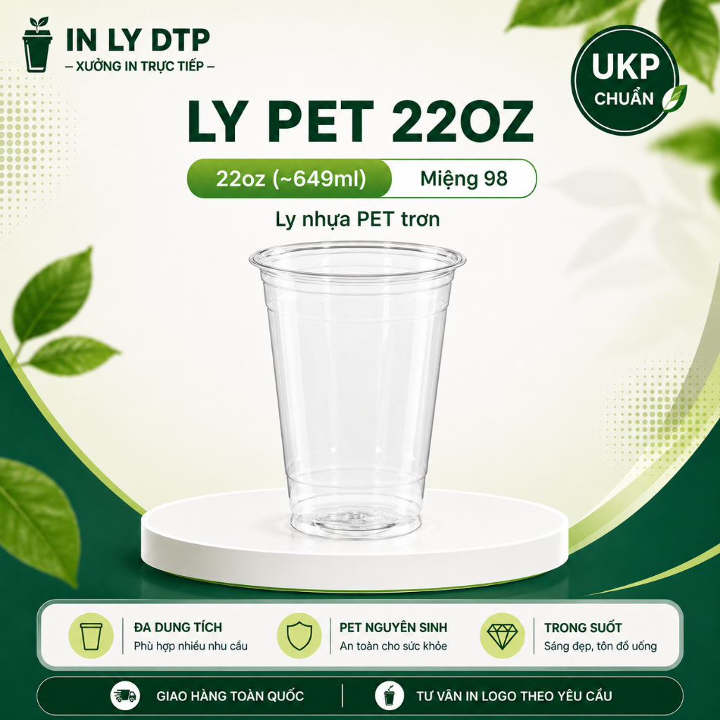 Ly Nhựa PET 650ml Miệng 98 Đựng Trà Sữa, Cà Phê Mang Đi – Gói 50/100 Cái – Chọn Nắp