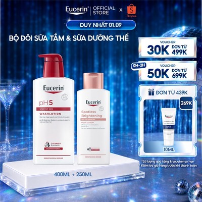 Bộ đôi sữa tắm pH5 400ml & Sữa dưỡng thể sáng da Eucerin Spotless Brightening Body Lotion 250ml