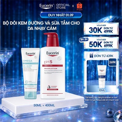 Bộ Kem dưỡng ẩm chuyên sâu, tái tạo da nhạy cảm AtoControl Face Cream 50ml +Sữa tắm cho da nhạy cảm pH5 Washlotion 400ml