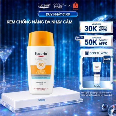 Kem chống nắng cho da nhạy cảm Eucerin Hydro Ultra Light SPF 50+ 50ml | Skincare