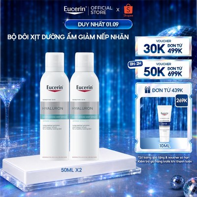 Bộ 2 Xịt dưỡng ẩm cho da nhạy cảm Eucerin Hyaluron Moisturizing Mist Spray 50mlx2