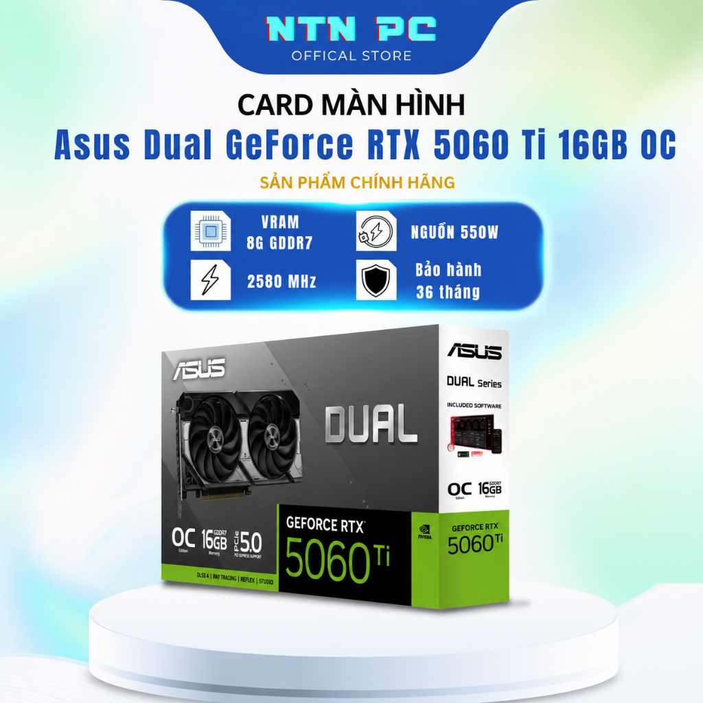 Card Màn Hình ASUS Dual GeForce RTX 5060 Ti 16GB GDDR7 OC Edition