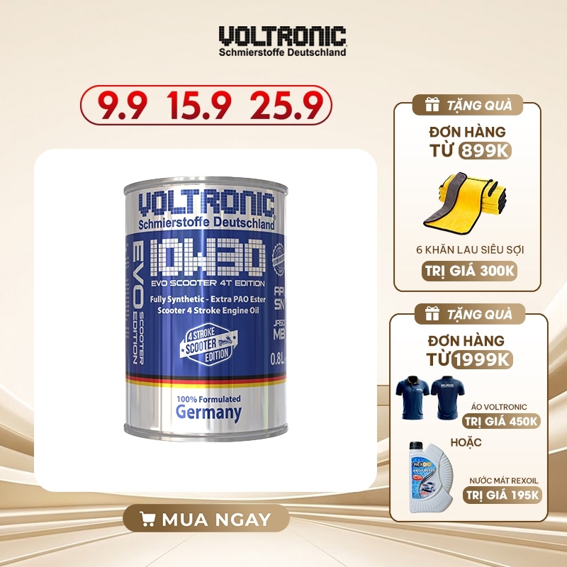 (Tay ga 10w30) Dầu nhớt xe tay ga Voltronic Evo scooter 10w30 4T Edition - Fully Synthetic - Extra P