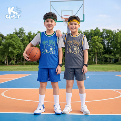 Bộ Quần Áo Cộc Tay K'S CLOSET Cổ Tròn Chất Liệu Polyster Kiểu Dáng Thể Thao Cho Bé Trai Từ 10-55kg  KT155SIS