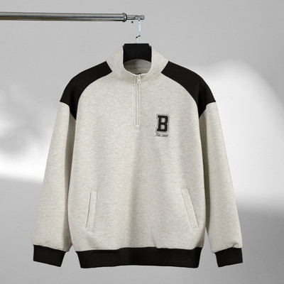 Áo Nỉ BOO Sweater Basic Half Zip Chất Liệu Nỉ 2 Da Cao Cấp, Phối Màu Cá Tính