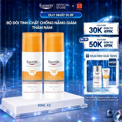 Bộ 2 Tinh chất chống nắng giảm thâm nám Eucerin Spotless Brightening Serum SPF50+ 50ml