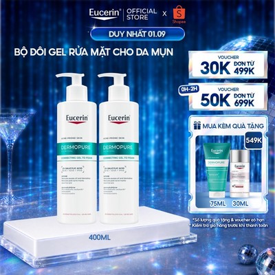 Bộ 2 Gel rửa mặt cho da mụn Eucerin Eucerin® DermoPure Clinical Correcting Gel To Foam 400ml