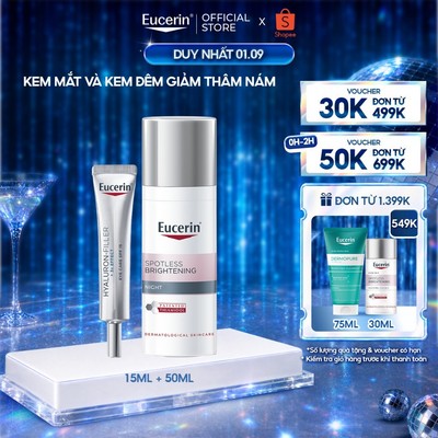 Bộ Kem dưỡng giảm nếp nhăn vùng mắt Hyaluron [3X]+ Filler Eye Cream SPF15 15ml + Kem  đêm giảm thâm nám & sáng da 50ml