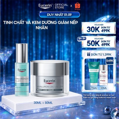 Bộ Tinh chất cấp ẩm giảm nếp nhăn Hyaluron [3X] + Filler Moisture Booster 30ml + Kem đêm giảm nếp nhăn Hyaluron[3x] 50ml