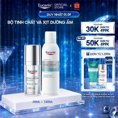 Bộ Tinh chất giảm dấu hiệu lão hóa Eucerin Hyaluron-Filler Epicelline Serum 30ml + Eucerin Hyaluron Mist Spray 150ml