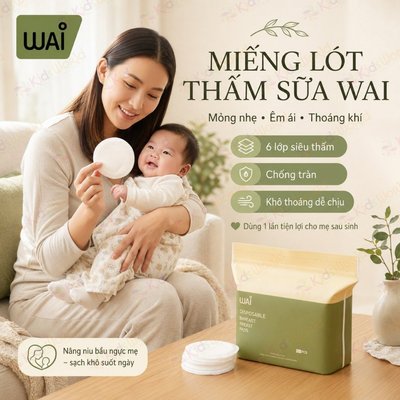 Miếng lót thấm sữa Wai KidsWorld siêu thấm và chống tràn chất lượng tốt cho mẹ an toàn tiện lợi