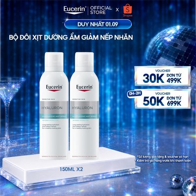 Bộ 2 Xịt dưỡng ẩm cho da nhạy cảm Eucerin Hyaluron Moisturizing Mist Spray 150ml | Giảm nếp nhăn | Skincare