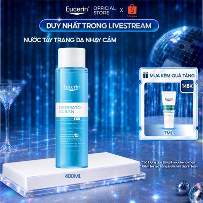 [Hannah x Eucerin] Nước tẩy trang dịu nhẹ cho da nhạy cảm Eucerin DermatoCLEAN Micellar 400ml