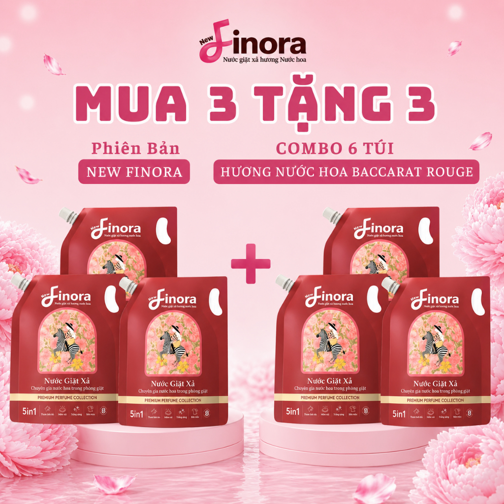 [MUA 3 TẶNG 3] Nước giặt Finora hương nước hoa phiên bản mới Premium túi 1 Lít - tổng 6 Lít