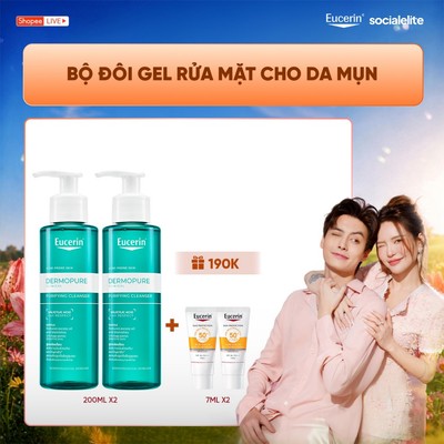 [Tuấn Dương x Eucerin] Bộ 2 Gel rửa mặt Eucerin® DermoPure Clinical Purifying Cleanser 200mlx2